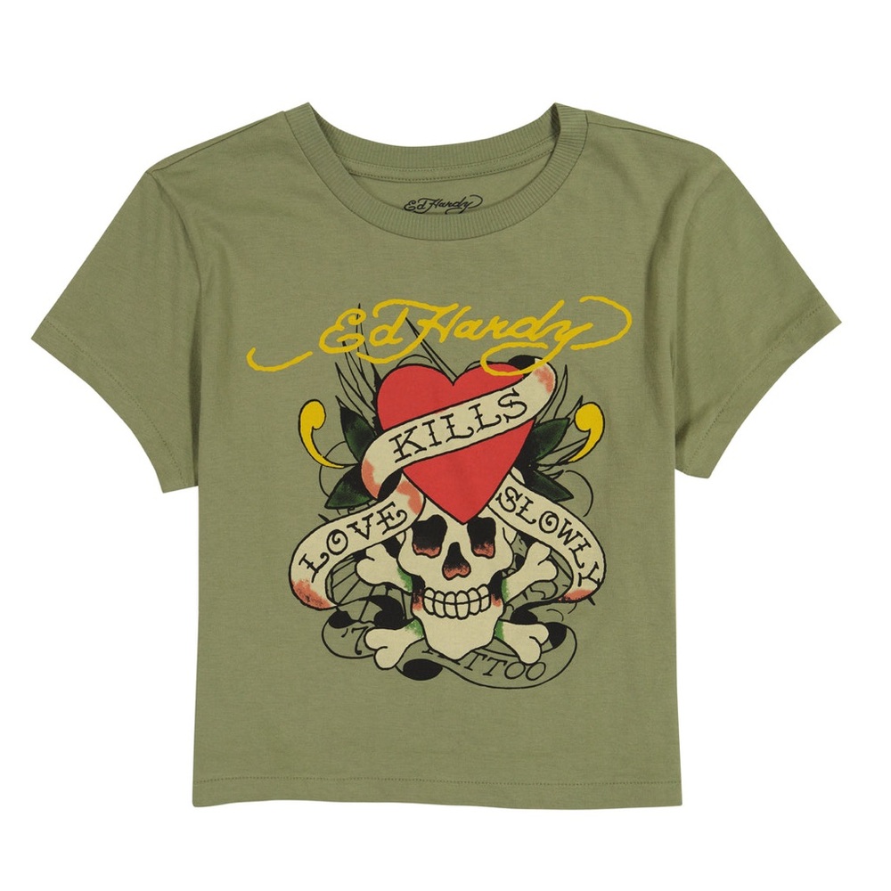 Ed Hardy, olive crop t-shirts, Love Kills Slowly